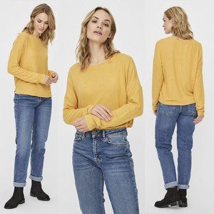 VERO‎ MODA Belinda O-Neck Knit Top In Ambergold Sz M